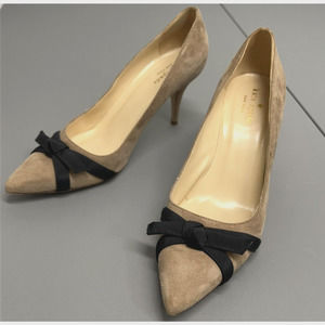 Kate Spade High Heel Pump 8 B Tan Suede Point Italy